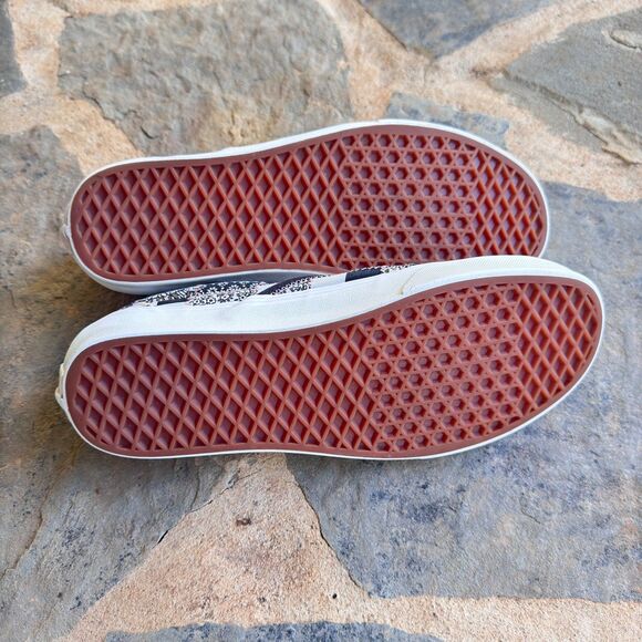 Floral Checkerboard Patchwork Vans Slip Ons - Picture 3 of 6